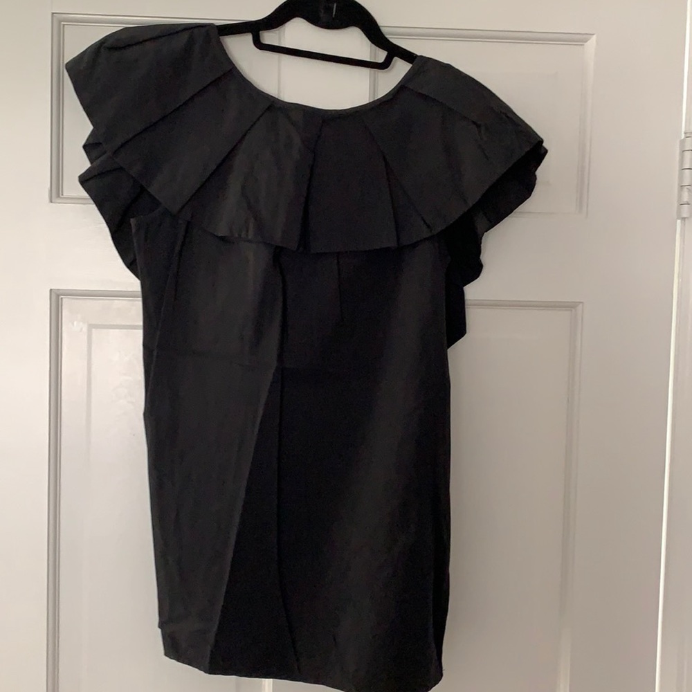 Club Monaco black ruffle shirt